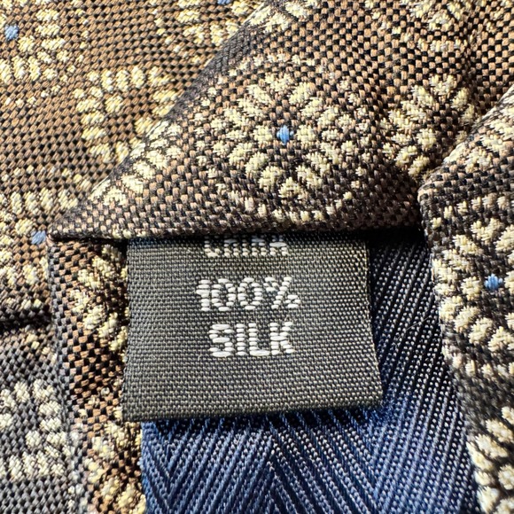 Joseph Abboud Silk Necktie Brown Floral Pattern Business Career - Picture 3 of 9